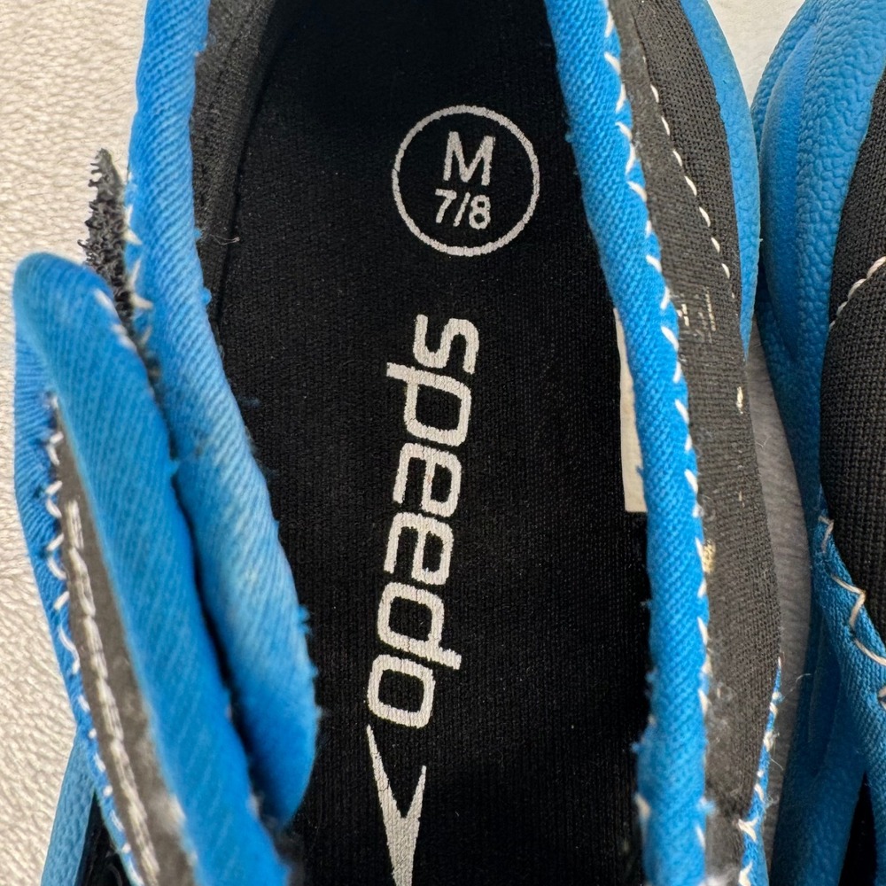 Speedo Kids Water Shoes Black & Blue Mesh Neoprene Swim Shoes Toddler Size 7/8 M - Picture 2 of 6